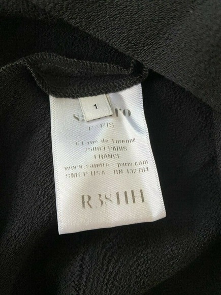 Sandro Black Dress Button Front Short Sleeve Mini Short Sheath 1 XS - Picture 4 of 5